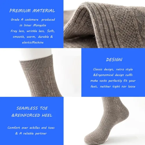 Vista 2 de Calcetines de vestir para hombre, paquete de 5 calcetines de vestir clásicos de cachemira para hombre, calcetines de colores lisos