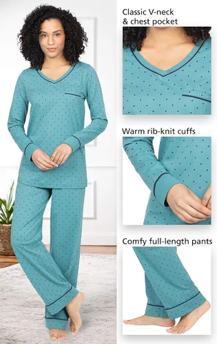Vista 64 de PajamaGram Pijamas para mujer - Conjuntos de pijamas para mujer, camiseta sin botones, 100% algodón