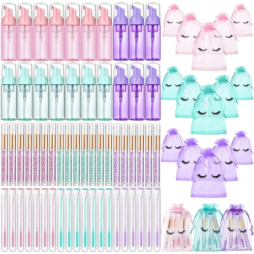 Vista 8 de Zhehao Kit de 80 Piezas de Cepillos para Botellas de Champú de Pestañas, 20 Dispensadores con Bomba de Espuma, 20 Cepillos de Champú para Pestañas