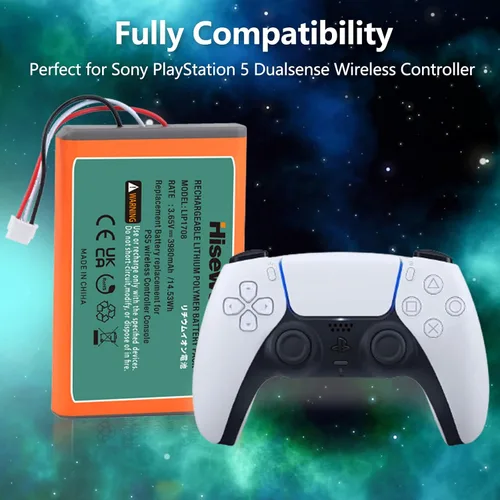 Vista 2 de Hisewen Reemplazo de batería del controlador PS5, batería 3980mAh LIP1708 PS5 para Sony Playstation 5 PS5 DualSense CFI-ZCT1W controlador inalámbrico