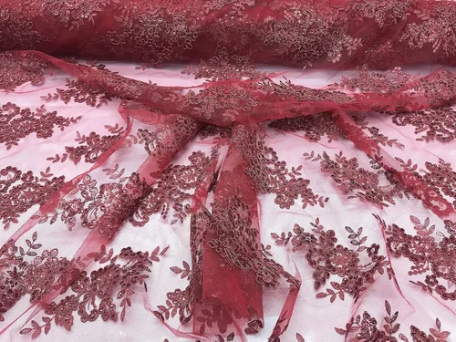 Vista 11 de Valentina Textil Lentejuelas Tela de encaje con adornos en malla VT-012 (1 yarda, azul bebé)
