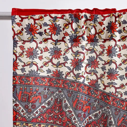 Vista 4 de Popular Handicrafts Paneles de cortina indios hippie bohemio hermoso elefante mandala blanco roto rojo