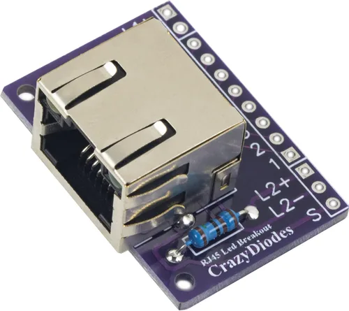 Vista 2 de whiteeeen 4pcs RJ45 Breakout Board con luces LED y 2 tipos de cabezales de pin macho (ángulo recto y derecho)