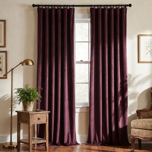 Vista 7 de Cortinas de terciopelo con trabilla trasera de 52 x 63 pulgadas de color naranja quemado de KOUFALL