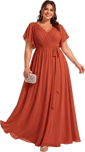 Vista 31 de Ever-Pretty Plus Vestidos de dama de honor formales de gasa para mujer Negro
