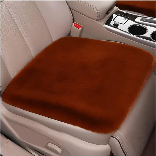 Vista 11 de Paquete de 2 cojines para asiento delantero de automóvil, funda suave y cálida de piel sintética de conejo para asiento de automóvil, almohadilla