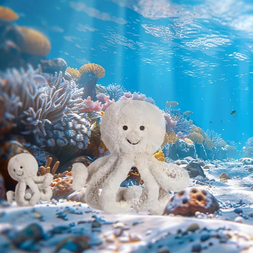 Vista 3 de Albaricoque Cordero Océano Juguetes Peluche Beige Octopus Sea Peluche Animal Suave 12