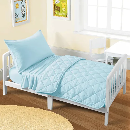 Vista 9 de FLXXIE Juego de ropa de cama de microfibra de 4 piezas, color aguamarina Aqua