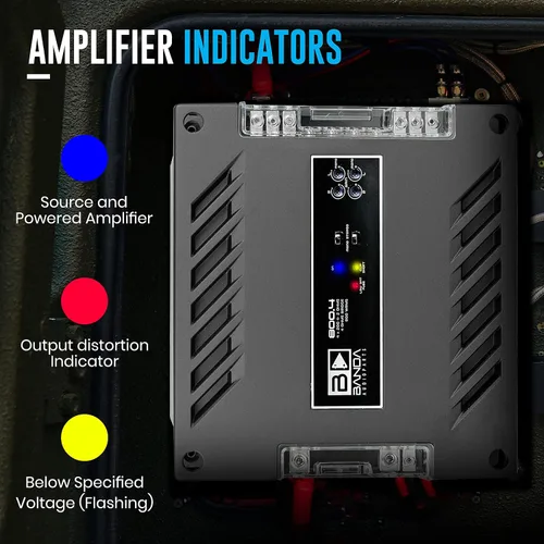 Vista 3 de Amplificador de audio para vehículos de 4 canales, amplificador mono de alta potencia de 200 WRMS con filtro subsónico y filtro de paso bajo estable