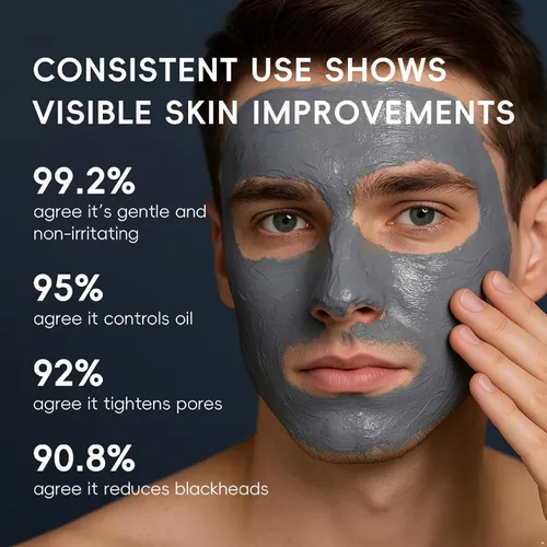 Vista 2 de Men's Facial Mud Mask Deep Cleansing Pores Control Oily Skin Face Care 4.23 oz Black One