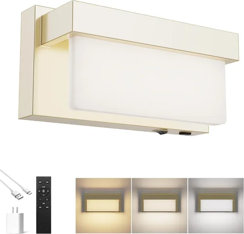 Vista 12 de Aplique de pared de batería cromado con interruptor de encendido/apagado, lámpara de pared LED de 8 pulgadas, pantalla acrílica, lámpara de pared