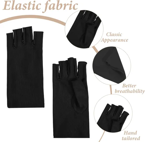 Vista 3 de 2 pares de guantes de protección UV para mujer, guantes de protección solar, guantes de verano sin dedos para deportes al aire libre manicura de gel