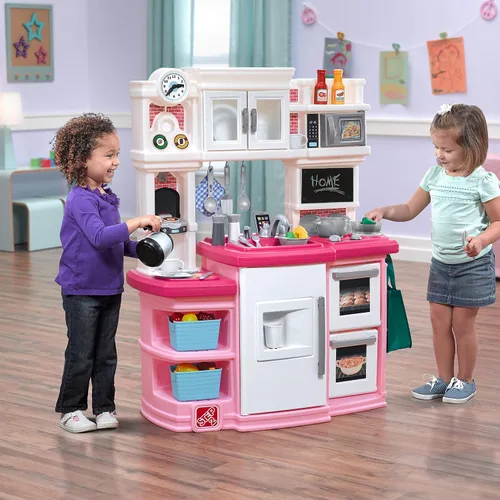 Vista 4 de Step2 Great Gourmet - Juego de cocina para niños, cocina para interiores y exteriores, juego interactivo con luces y sonidos, hecho de plástico