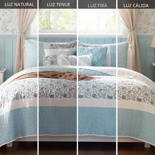 Vista 7 de Madison Park Juego de edredón 100% algodón con estampado floral, costuras de doble cara, para todas las estaciones, colcha ligera, ropa de cama Aqua