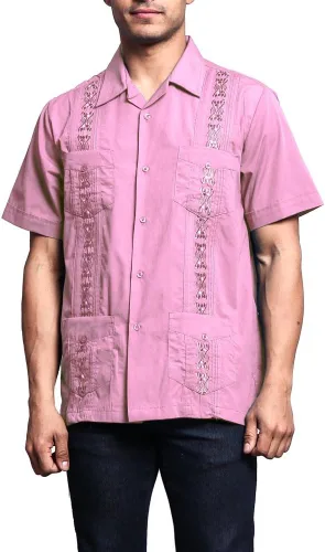 Vista 13 de G-style EE. UU. Remera playera mangas cortas de guayabera cubana para hombres