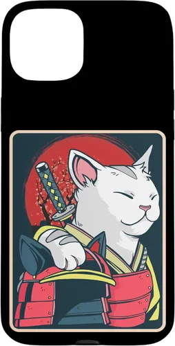 Vista 9 de Arte de gato japonés para iPhone 16 - Espada Katana - Anime Ninja Cat - Funda Catzilla