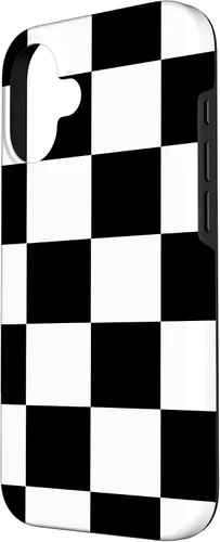 Vista 2 de Black and White Classic Checkered Big Checkerboard Pattern Case for iPhone 16