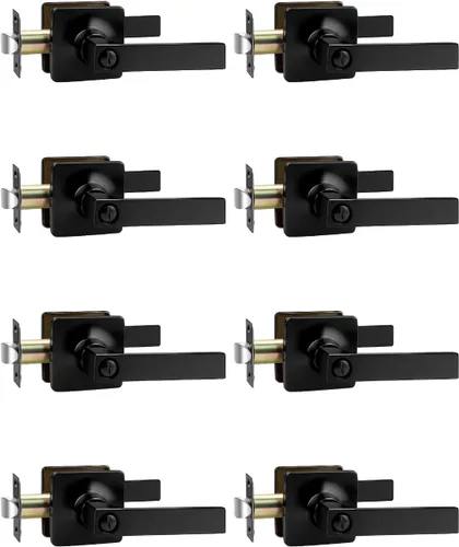 Vista 14 de Mengico Paquete de 1 cerradura de puerta, manijas de puerta negras para interiores, palanca de puerta interior izquierda o derecha, manija de puerta