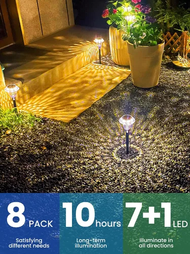Vista 9 de SOLPEX - Luces solares para caminos de jardín, decoración de luces solares para jardín, iluminación impermeable de paisaje alimentada por energía