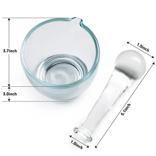 Vista 2 de Ultrassist Cuenco de cristal del mortero y de la mano de mortero de 4oz, amoladora y mezclador de la medicina para la farmacia o el laboratorio