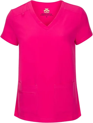 Vista 2 de Natural Uniforms - Conjunto fresco y elástico de camiseta con cuello en V y pantalón tipo cargo para mujer