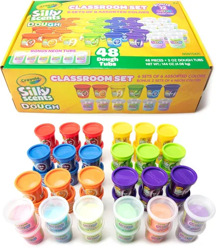 Vista 2 de Crayola Masa perfumada paquete de 48 – Recuerdos de fiesta y juguetes para niños, juego de masa Crayola no tóxica para diversión creativa, 6