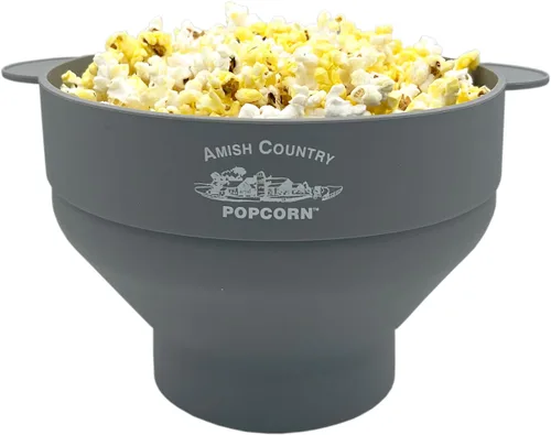 Vista 2 de Amish Country Popcorn - Juego de regalo de 4 onzas (10 unidades surtidas) y paquete de palomitas de maíz de silicona gris Popper es libre de BPA