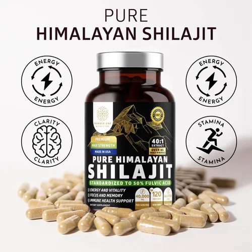 Vista 3 de Suplemento Shilajit puro del Himalaya para hombres y mujeres, [40,000 mg de fuerza máxima] contiene 50% de ácido fúlvico con más de 85 minerales