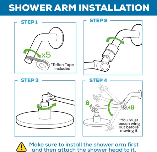 Vista 5 de SparkPod - Extensión de brazo de ducha ajustable de latón macizo, con conexión universal para todos los cabezales de ducha Fácil de instalar