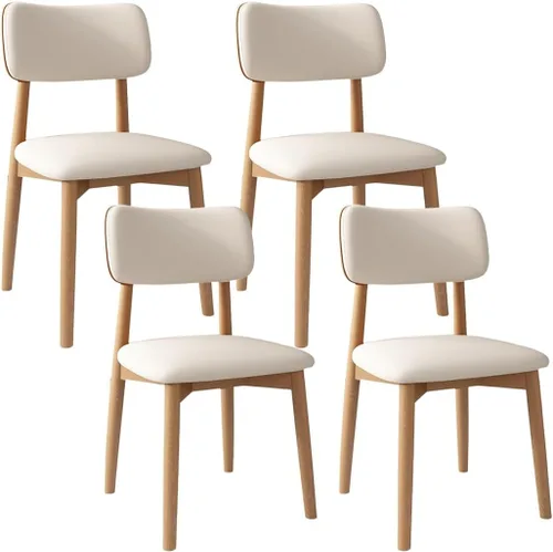 Vista 17 de YVYKFZD Solid Wood Dining Chairs, Kitchen Chairs Set with Curved Backrest, Leather Upholstered Dining Room Chair, Armless Living Room Chair, for
