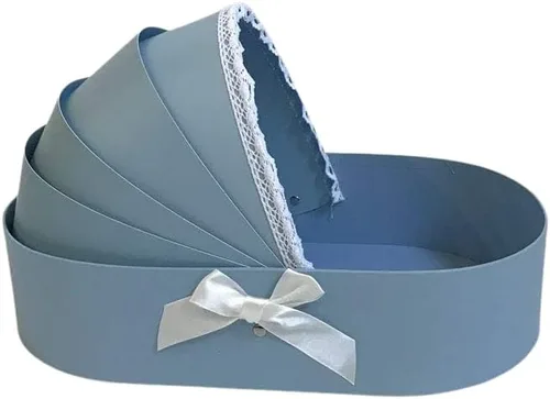 Vista 2 de UNIKPACKAGING Caja de regalo de estilo europeo de alta calidad, es una cesta floral para niño/niña para arreglos florales de estilo lujoso, (azul)