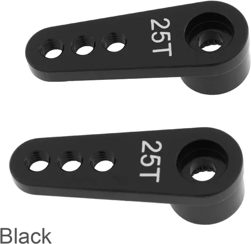 Vista 4 de Paquete de 2 brazos de dirección de metal 25T servo bocina M3 hilos compatibles con modelos RC/coche camión buggy (negro)
