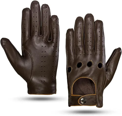 Vista 7 de MGGMOKAY Guantes de conducción de cuero con pantalla táctil sin forro para hombre