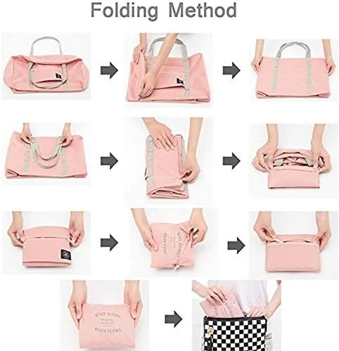 Vista 7 de Bolsa de viaje plegable, almacenamiento de equipaje para deportes, gimnasio, resistente al agua, lona de nailon para hombres, mujeres, 32 litros