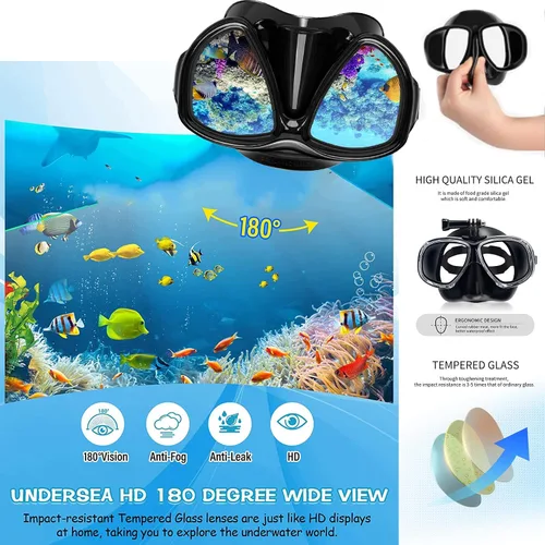 Vista 3 de Snorkeling Gear for Adults Youth, Nearsighted Anti-Fog Diving Mask & Silicone Dry Snorkel for Scuba Diving Spearfishing Freediving