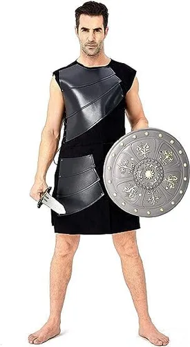 Vista 5 de Pexlaxy Chalecos medievales sin mangas para hombre, disfraz renacentista victoriano, chalecos