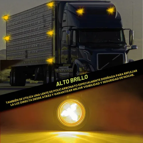 Vista 8 de 10 Piezas Luces LED Marcadoras de Separación Redondas para Remolque de 2", 4 LED Empotradas con Ojales de Goma y Cables con Conectores de 2 Clavijas
