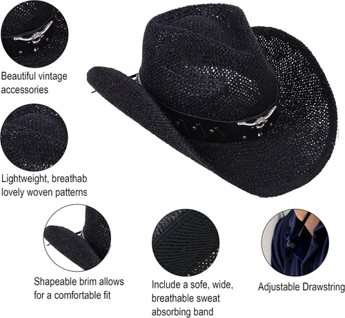 Vista 28 de Sombrero vaquero de paja con banda decorada, para disfraces de niños, de Simplicity