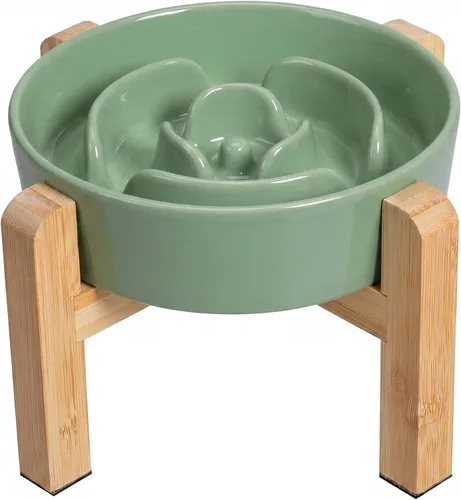 Vista 8 de Cuenco elevado para perros de alimentación lenta, cuenco de cerámica para Gris