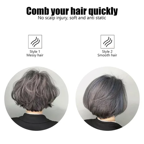 Vista 4 de Cepillo de pelo redondo para secado con nailon suave, cepillo de pelo redondo rizado en caliente con mango de madera, unisex para secado con soplado
