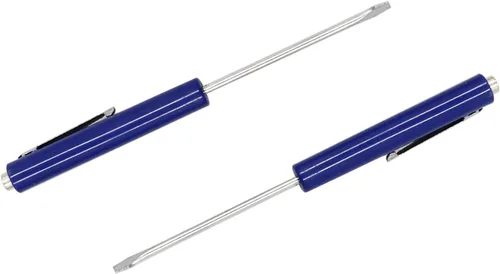 Vista 6 de Mini Destornillador de Bolsillo Azul Destornillador Portátil Ranurado con Puntas Ranuradas Magnéticas Fuertes 2 Piezas