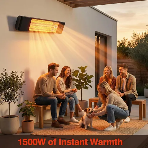Vista 5 de Calentador eléctrico infrarrojo para patio, calentador eléctrico para patio al aire libre, colgante y calentador montado en el techo para patio