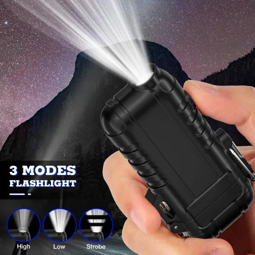 Vista 5 de LcFun Encendedor eléctrico recargable USB C, encendedores de plasma impermeables con pantalla LED de batería, encendedores de arco largo resistente