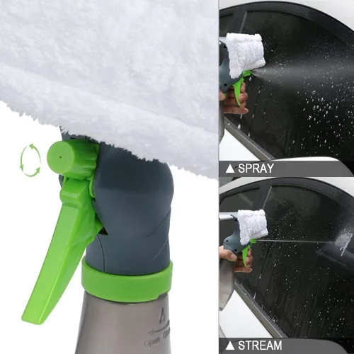Vista 4 de Limpiador de ventanas 3 en 1, limpiador de ventana de microfibra, herramienta de limpieza de vidrio con botella rociadora para ventana del hogar