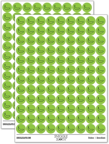 Vista 5 de Banana Fruit Outline 200+ pegatinas redondas - Acabado brillante - Tamaño de 0.50" - Negro