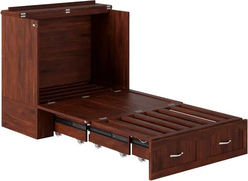 Vista 14 de AFI, Southampton Murphy - Baúl de cama individual XL con colchón y cajón de 6 pulgadas, nogal