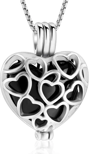 Vista 41 de Collar con medallón de cremación conmemorativa con corazón eterno con mini urna para cenizas de seres queridos
