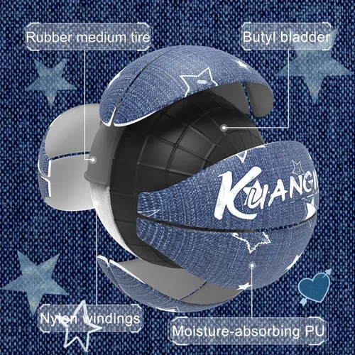 Vista 4 de Kuangmi Hip-hop Street Basketball, Standard Official Size 7 29.5", Indoor & Outdoor Street Basket Ball