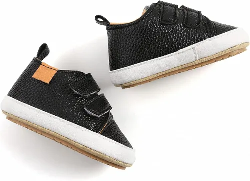 Vista 8 de QWZban Zapatos de bebé para niños y niñas, zapatillas de deporte con suela de goma antideslizante, para cuna de bebé, zapatos de vestir