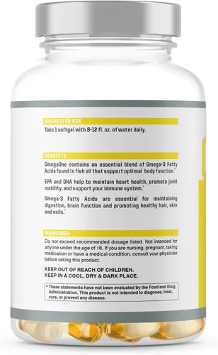 Vista 2 de NutraOne OmegaOne Omega-3 Suplemento de aceite de pescado (90 pastillas de aceite de pescado de 500 mg)